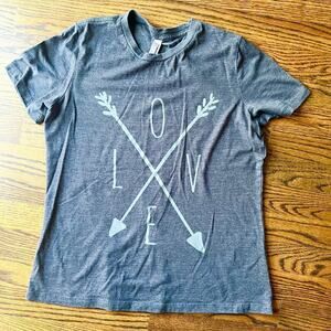 Thread Tank Designs LOVE Cross Arrows Graphic Charcoal Women's Tee - M